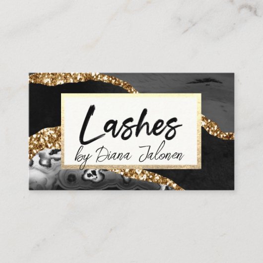 Lashes Erinnerung Gold Black Marble Visitenkarte (Vorderseite)
