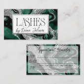 Lashes Erinnerung Silver Green Marmor Visitenkarte (Vorne/Hinten)