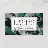 Lashes Erinnerung Silver Green Marmor Visitenkarte (Vorderseite)