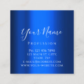 Lashes Erweiterung Makeup Artist Blue Navy Silver Quadratische Visitenkarte (Rückseite)