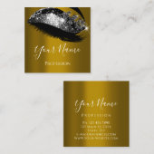 Lashes Erweiterung Makeup Artist Mustard Silver Vi Quadratische Visitenkarte (Vorne/Hinten)