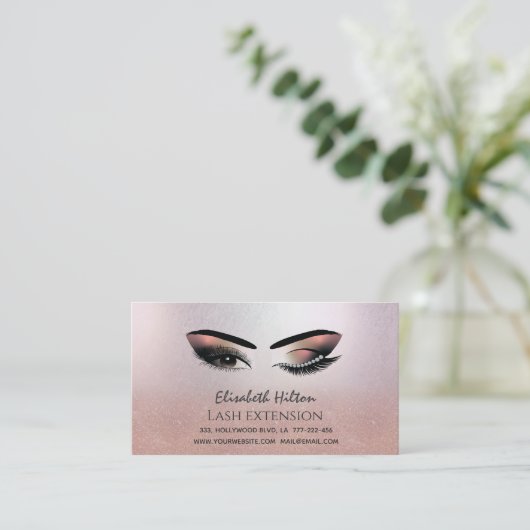 Lashes Extension Aftercare Instructions rosegold Visitenkarte (Stehend Vorderseite)