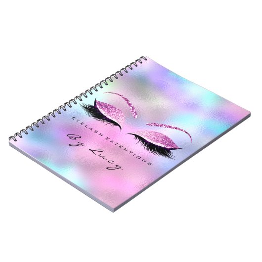 Lashes Extension Eyes Makeup Artist Glitzer Pink Notizblock (Linke Seite)