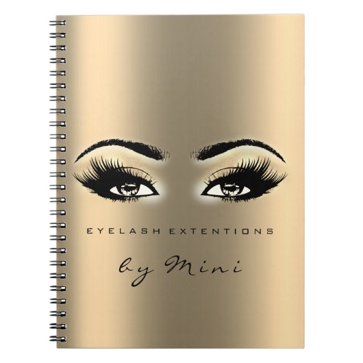 Lashes Extension Eyes Makeup Artist Gold Sepia Notizblock (Vorderseite)