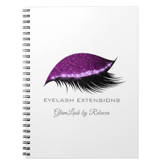 Lashes Extension Lila Silver Makeup Glitzer Notizblock (Vorderseite)
