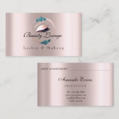 Lashes Extension Makeup Artist Blue Floral Rose Terminkarte (Vorne/Hinten)