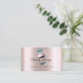 Lashes Extension Makeup Artist Blue Floral Rose Terminkarte (Stehend Vorderseite)