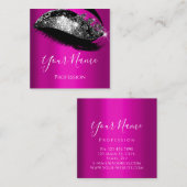 Lashes Extension Makeup Artist Pink Silver Vip Quadratische Visitenkarte (Vorne/Hinten)