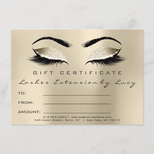 Lashes Extension Makeup Certificate Gift Ivory (Vorderseite)