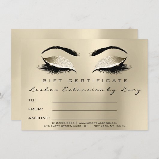 Lashes Extension Makeup Certificate Gift Ivory (Vorne/Hinten)