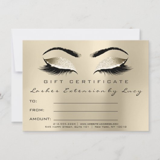 Lashes Extension Makeup Certificate Gift Ivory (Vorderseite)