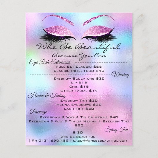 Lashes Extension Makeup Henn Price List Flyer (Hinten)