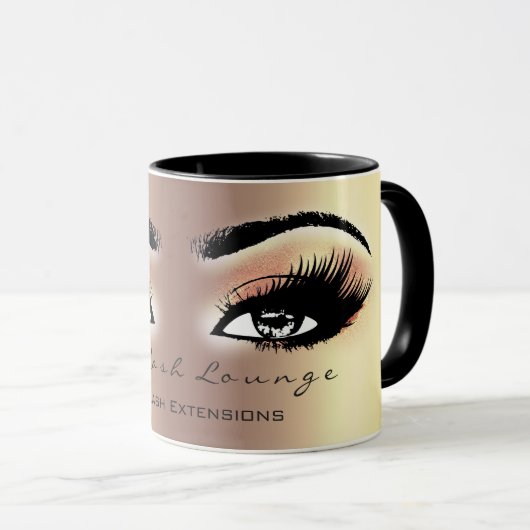 Lashes Extension Makeup Studio Peach Sepia Gold Tasse (VorderseiteRechts)