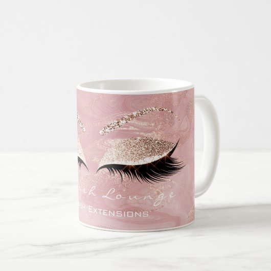 Lashes Extension Makeup Studio Pink Molten Glitzer Kaffeetasse (VorderseiteRechts)