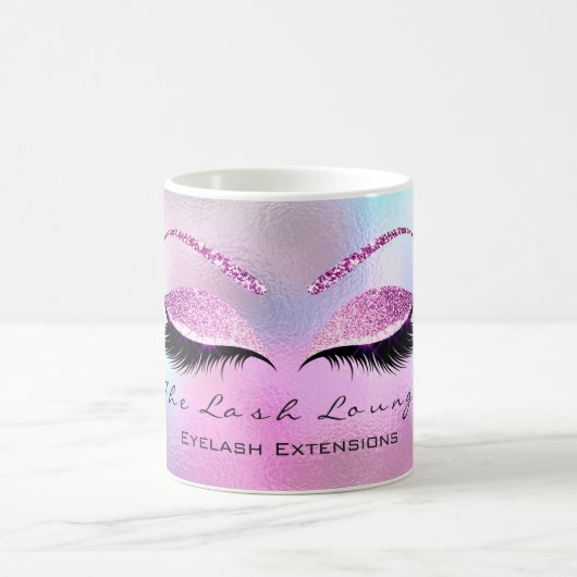 Lashes Extension Makeup Studio Pink Ombre Glitzer Kaffeetasse (Mittel)