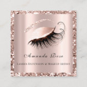 Lashes Extension Makeust Artist Beauty Rose Glitze Terminkarte (Vorderseite)