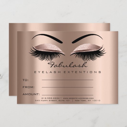 Lashes Extension Rose Lux Makeup Certificate Gesch Einladung (Vorne/Hinten)