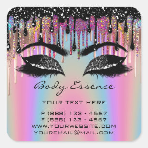 Lashes Extension Shop Holograph Lila Quadratischer Aufkleber