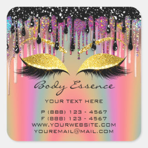 Lashes Extension Shop Tropfen Rose Quadratischer Aufkleber