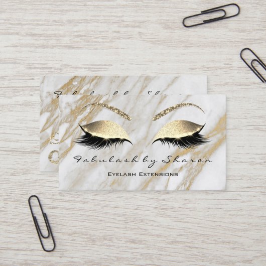 Lashes Extension Snapchat, Instagram Gold Marble2 Visitenkarte (Vorderseite/Rückseite Beispiel)
