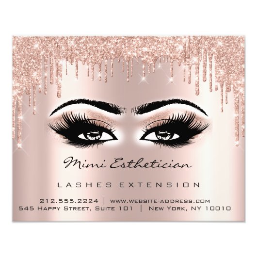 Lashes Extension Studio Makeuws Brows Rose Tropfen Fotodruck (Vorne)