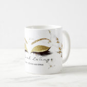 Lashes Extension Studio Name Makeup Marble Gold Kaffeetasse (VorderseiteRechts)