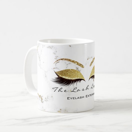 Lashes Extension Studio Name Makeup Marble Gold Kaffeetasse (Vorderseite Links)
