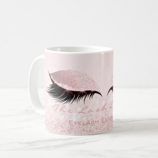 Lashes Extension Studio Rose Pink Makeup Girly Kaffeetasse (Vorderseite Links)