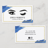 Lashes Eyelash Makeup Artist Navy Brush Stroke Visitenkarte (Vorne/Hinten)