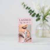 Lashes Eyelash Makeup Artist Pink Glitzern Salon Visitenkarte (Stehend Vorderseite)