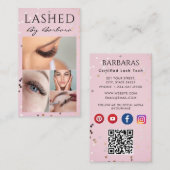 Lashes Eyelash Makeup Artist Pink Glitzern Salon Visitenkarte (Vorne/Hinten)
