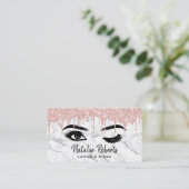 Lashes Eyelash Makeup Artist Rose Gold Tropfen Mar Visitenkarte (Stehend Vorderseite)