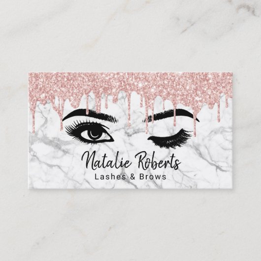 Lashes Eyelash Makeup Artist Rose Gold Tropfen Mar Visitenkarte (Vorderseite)