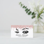 Lashes Eyelash Makeup Artist Rose Gold Tropfen Visitenkarte (Stehend Vorderseite)