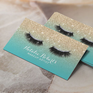 Lashes Eyelash Makeust Artist Aquamarin & Gold Gli Visitenkarte
