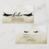 Lashes Eyelashes Erweiterungen Gold Empfehlen Empfehlungskarte (Vorne/Hinten)