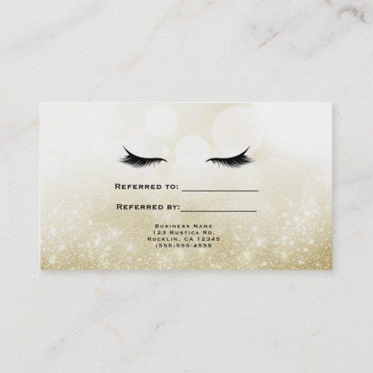 Lashes Eyelashes Erweiterungen Gold Empfehlen Empfehlungskarte (Rückseite)
