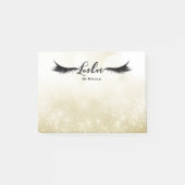 Lashes Eyelashes Gold Sparkle Personalisiert Post-it Klebezettel (Vorderseite)