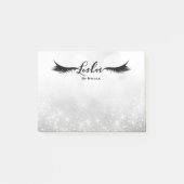 Lashes Eyelashes Silver Sparkle Glam Personalisier Post-it Klebezettel (Vorderseite)