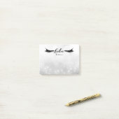 Lashes Eyelashes Silver Sparkle Glam Personalisier Post-it Klebezettel (Auf Schreibtisch)