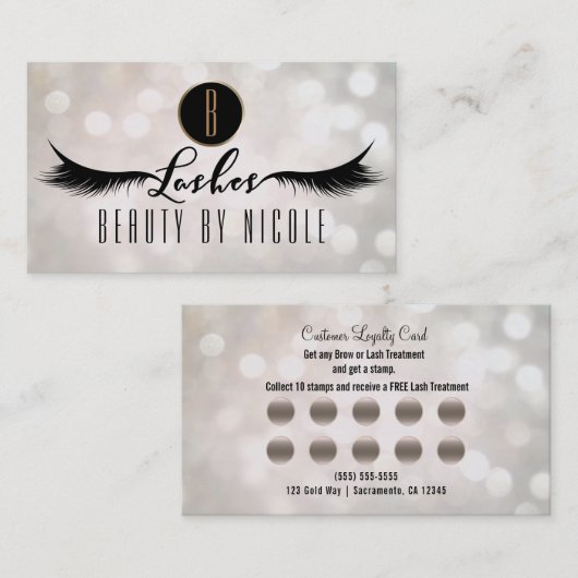 LASHES Eyelashes White Bokeh Kundenbindungskarte Treuekarte (Vorne/Hinten)