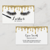 Lashes Eyes Makeup Artist Gold Drips Eyelash Salon Visitenkarte (Vorne/Hinten)
