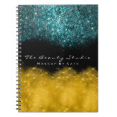 Lashes Eyes Makeup Hair Artist Aquamarin Gold Glit Notizblock (Vorderseite)