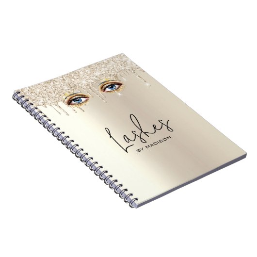 Lashes Glam Champagne Driving Glitzer Notizblock (Rechte Seite)