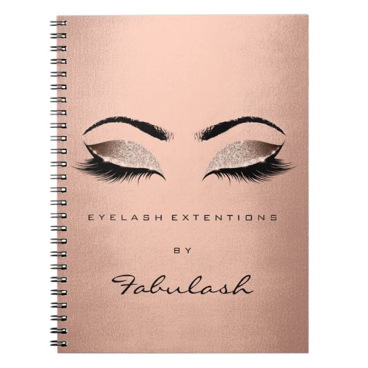 Lashes Glitzer Augen Makeup Rose Blush Name Notizblock (Vorderseite)