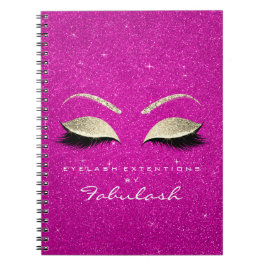 Lashes Glitzer Eyes Makeup Bright Pink Gold Name Notizblock