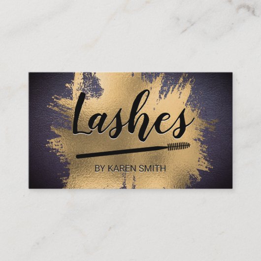 Lashes | Gold Foil Spritzer | Leather Texture Terminkarte (Vorderseite)