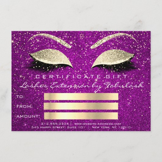 Lashes Gold Magenta Pink Makeup Zertifikat Geschen (Vorderseite)