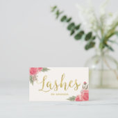 Lashes Gold Script Vintag Floral Lash Extension Visitenkarte (Stehend Vorderseite)
