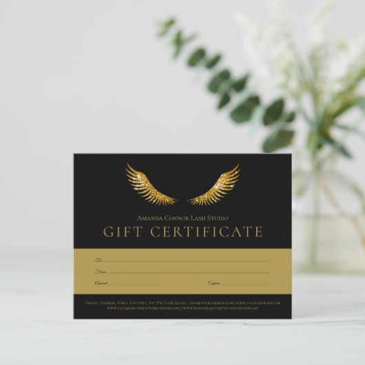 Lashes Gold Wings Black Geschenkgutschein Postkarte (Stehend Vorderseite)